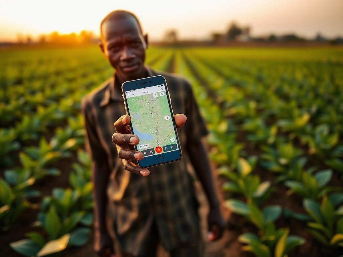 Agriculteur relevant sa parcelle au GPS